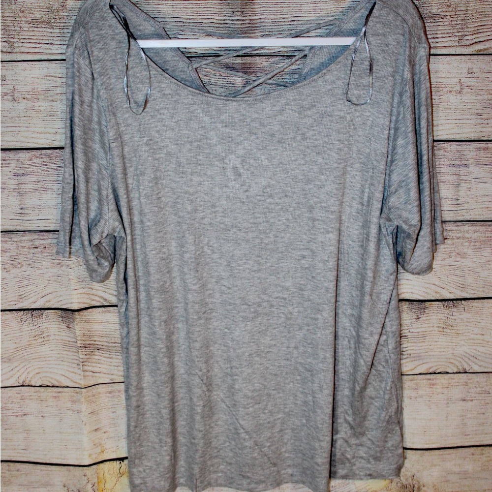 NWT Ambiance, 2X, criss cross back, gray